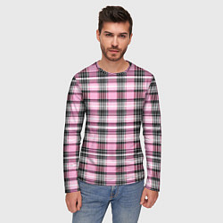 Лонгслив мужской Розовая клетка, цвет: 3D-принт — фото 2