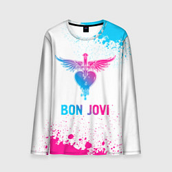 Лонгслив мужской Bon Jovi neon gradient style, цвет: 3D-принт