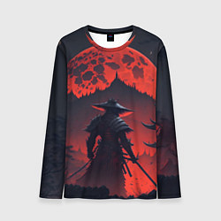 Лонгслив мужской Samurai and red moon - нейросеть, цвет: 3D-принт