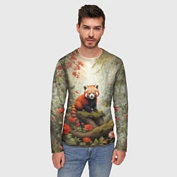Лонгслив мужской Красная панда в лесу, цвет: 3D-принт — фото 2