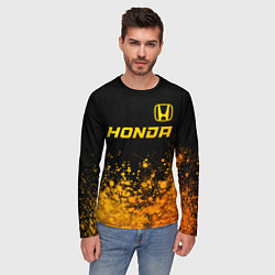 Лонгслив мужской Honda - gold gradient посередине, цвет: 3D-принт — фото 2