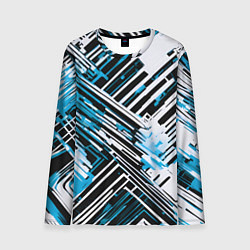 Мужской лонгслив Киберпанк линии белые и синие