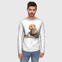 Лонгслив мужской Выдра за компьютером, цвет: 3D-принт — фото 2
