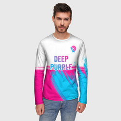 Лонгслив мужской Deep Purple neon gradient style посередине, цвет: 3D-принт — фото 2