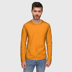 Лонгслив мужской Жёлто-оранжевый текстура однотонный, цвет: 3D-принт — фото 2