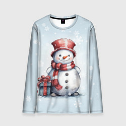 Лонгслив мужской New Years cute snowman, цвет: 3D-принт
