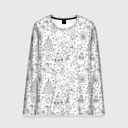 Мужской лонгслив Черно-белый новогодний патерн