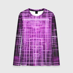 Лонгслив мужской Фиолетовые неоновые полосы киберпанк, цвет: 3D-принт