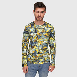 Лонгслив мужской Маленькие золотые треугольники, цвет: 3D-принт — фото 2