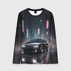 Мужской лонгслив Черный автомобиль в ночном городе