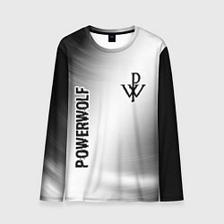 Мужской лонгслив Powerwolf glitch на светлом фоне вертикально