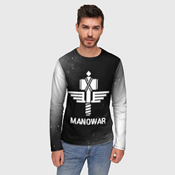 Лонгслив мужской Manowar glitch на темном фоне, цвет: 3D-принт — фото 2