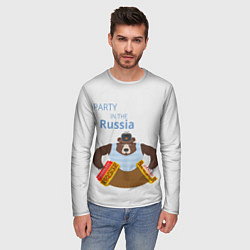 Лонгслив мужской Вечеринка в России с медведем, цвет: 3D-принт — фото 2