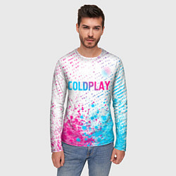 Лонгслив мужской Coldplay neon gradient style посередине, цвет: 3D-принт — фото 2