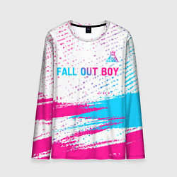 Лонгслив мужской Fall Out Boy neon gradient style посередине, цвет: 3D-принт