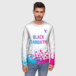 Лонгслив мужской Black Sabbath neon gradient style посередине, цвет: 3D-принт — фото 2