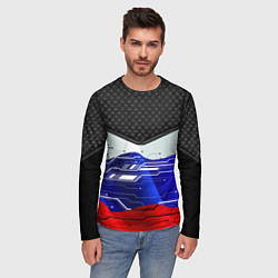 Лонгслив мужской Стёганные ромбы: русский хакер, цвет: 3D-принт — фото 2