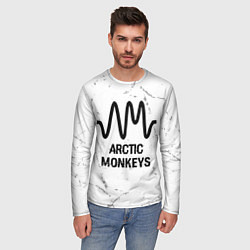 Лонгслив мужской Arctic Monkeys glitch на светлом фоне, цвет: 3D-принт — фото 2