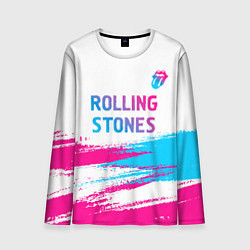 Лонгслив мужской Rolling Stones neon gradient style посередине, цвет: 3D-принт