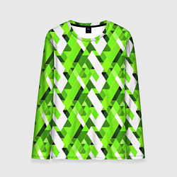 Мужской лонгслив Зелёные и белые фигуры