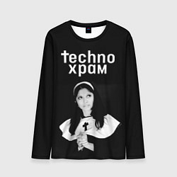 Мужской лонгслив Techno храм монашка смотрит в небо