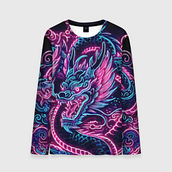 Мужской лонгслив Neon Japanese dragon - irezumi