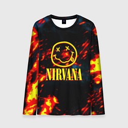 Лонгслив мужской Nirvana rock огненное лого лава, цвет: 3D-принт