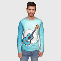 Лонгслив мужской Гитара шестиструнная бирюзовая, цвет: 3D-принт — фото 2