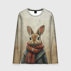Лонгслив мужской Кролик в шарфе, цвет: 3D-принт
