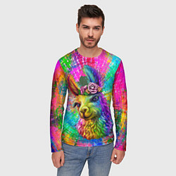 Лонгслив мужской Цветная лама, цвет: 3D-принт — фото 2