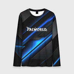 Мужской лонгслив Palworld logo blue neon abstract