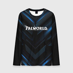 Лонгслив мужской Palworld logo blue neon abstract black, цвет: 3D-принт