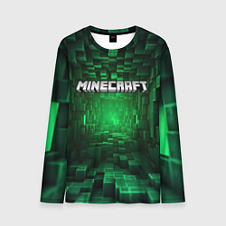 Лонгслив мужской Minecraft logo зеленые плитки, цвет: 3D-принт