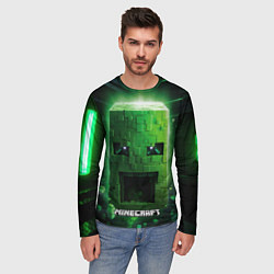 Лонгслив мужской Minecraft зеленая большая голова, цвет: 3D-принт — фото 2