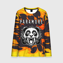 Лонгслив мужской Paramore рок панда и огонь, цвет: 3D-принт
