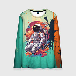 Лонгслив мужской Космонавт и планеты, цвет: 3D-принт