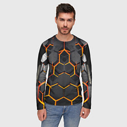 Лонгслив мужской Нано соты шестиугольник, цвет: 3D-принт — фото 2