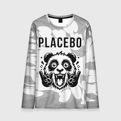 Лонгслив мужской Placebo рок панда на светлом фоне, цвет: 3D-принт