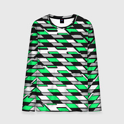 Лонгслив мужской Зелёные четырёхугольники на белом фоне, цвет: 3D-принт