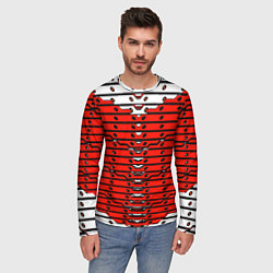 Лонгслив мужской Красно-белая техно броня, цвет: 3D-принт — фото 2