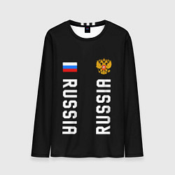 Лонгслив мужской Россия три полоски на черном фоне, цвет: 3D-принт