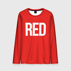 Лонгслив мужской Клубнично-красный со словом red, цвет: 3D-принт