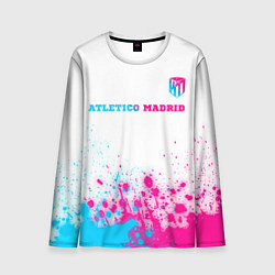 Мужской лонгслив Atletico Madrid neon gradient style посередине