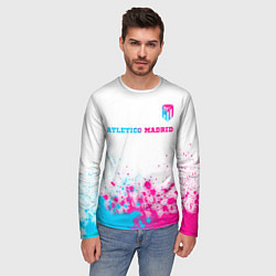 Лонгслив мужской Atletico Madrid neon gradient style посередине, цвет: 3D-принт — фото 2