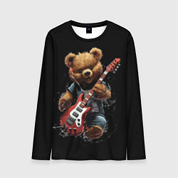 Лонгслив мужской Большой плюшевый медведь играет на гитаре, цвет: 3D-принт