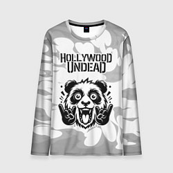 Лонгслив мужской Hollywood Undead рок панда на светлом фоне, цвет: 3D-принт
