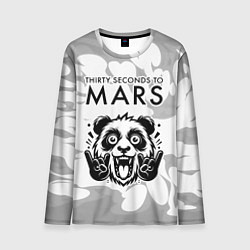 Лонгслив мужской Thirty Seconds to Mars рок панда на светлом фоне, цвет: 3D-принт