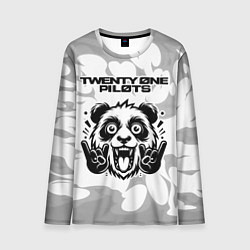 Лонгслив мужской Twenty One Pilots рок панда на светлом фоне, цвет: 3D-принт