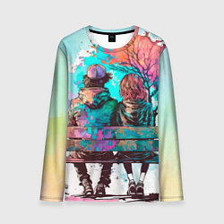 Лонгслив мужской Девушка с парнем на скамейке, цвет: 3D-принт
