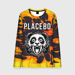 Лонгслив мужской Placebo рок панда и огонь, цвет: 3D-принт